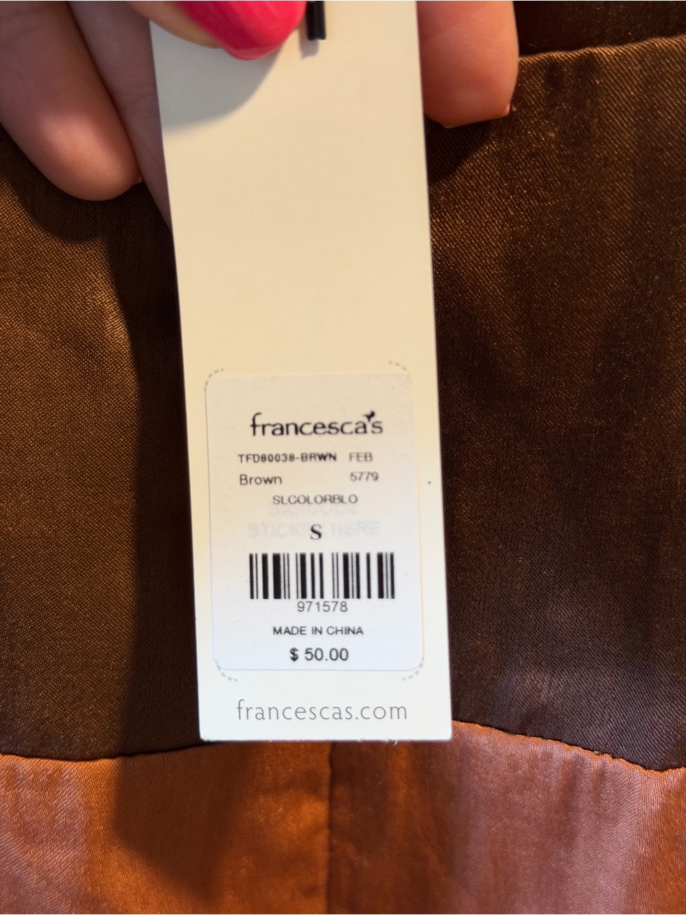 Francesca's Brown and Rust Satin Slip Dress - Picture 4 of 4